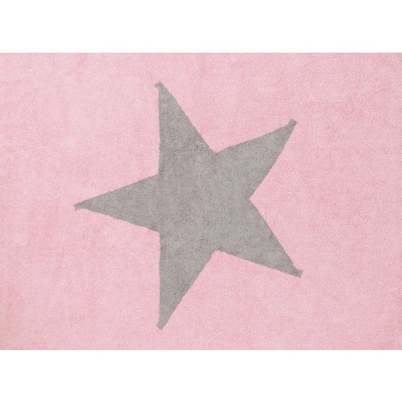dywan różowy z jasnoszarą gwiazdą