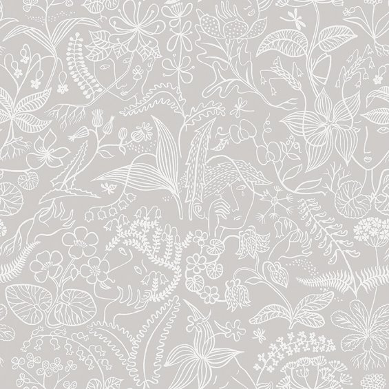 Tapeta-szara-w-białe-wzory-roślinne