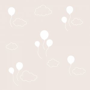 Tapeta beżowa w baloniki i chmurki (na wymiar)