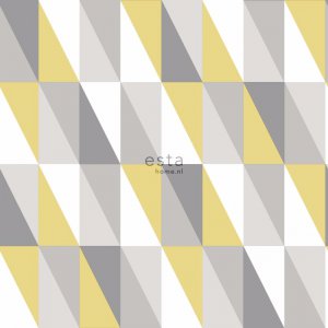 Tapeta w szaro-żółte trójkąty