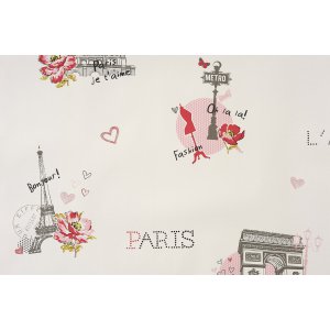 Tapeta z szaro-różowymi motywami paryskimi