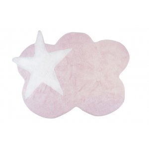 Dywan różowa chmurka z białą gwiazdą