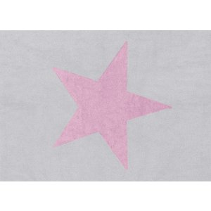 Dywan jasnoszary z różową gwiazdą