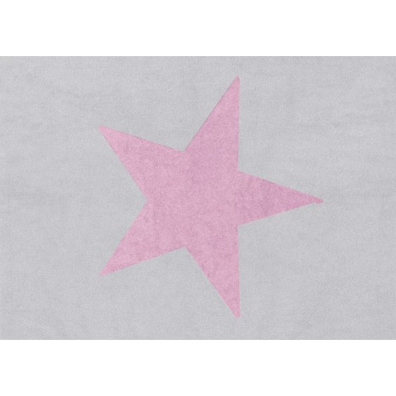 dywan jasnoszary z różową gwiazdą
