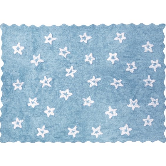 dywan herbatnik błękitny z białymi gwiazdkami