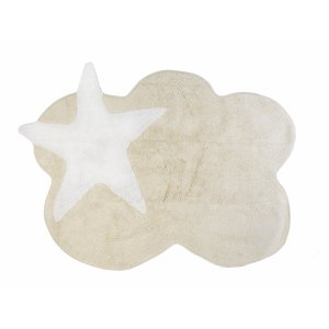 Dywan beżowa chmurka z białą gwiazdą