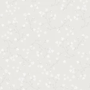 Tapeta w białe kwiatki na szarym tle