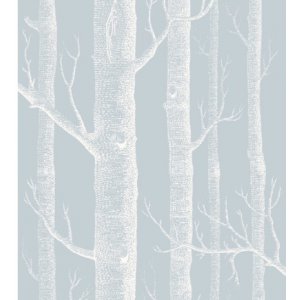 Tapeta w białe drzewa na szarym tle