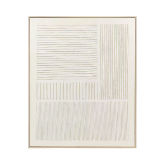 BLANCHE - dekoracja ścienna - płótno / drewno sosnowe - dł. 80 x szer. 5 x wys. 100 cm - biały