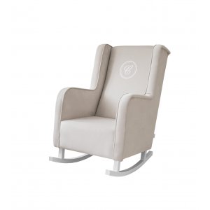 Fotel bujany Modern beżowy z emblematem