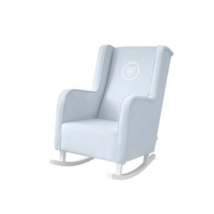Fotel bujany Modern błękitny z emblematem