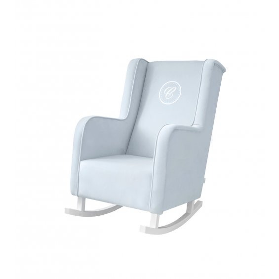 Fotel bujany modern blekitny z emblematem