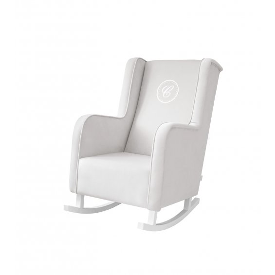 Fotel bujany modern kość słoniowa z emblematem