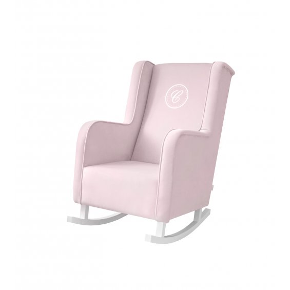 Fotel bujany modern pudrowy z emblematem