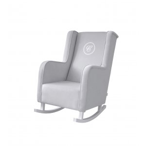 Fotel bujany Modern szary z emblematem