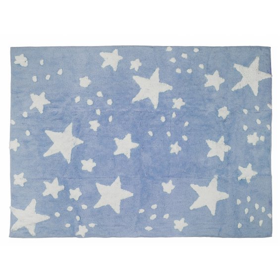 Dywan niebieski w białe gwiazdki i kropeczki