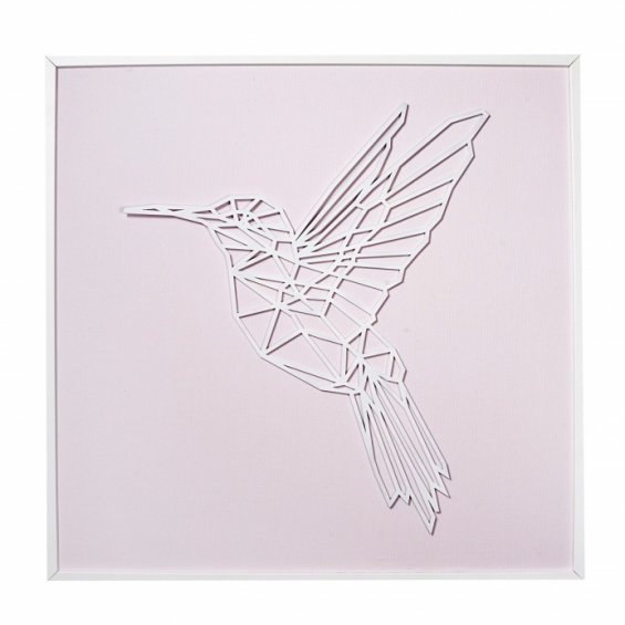 Obraz XL pudrowy z kolibrem